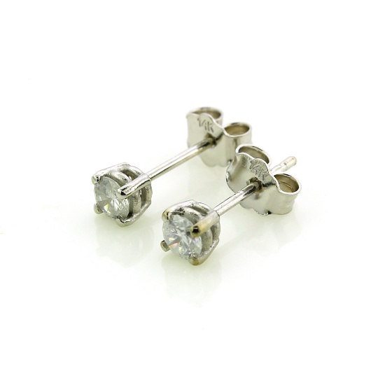 0.4 Carat No Reserve Auction Opportunity! Diamond Earrings in 14KT White Gold!