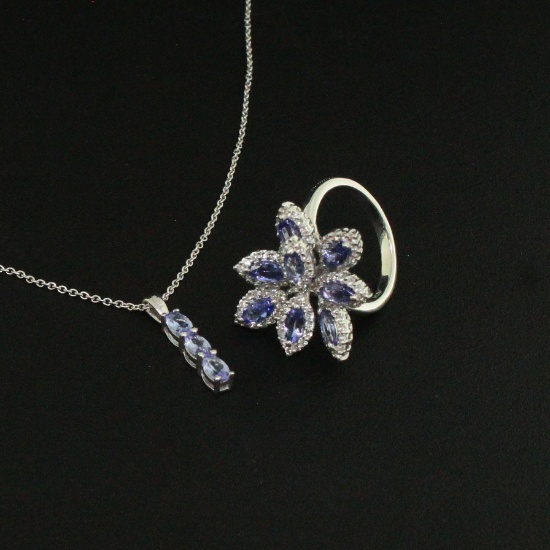 Tanzanite Ring size 6.5 and Pendant Sterling Silver Collection