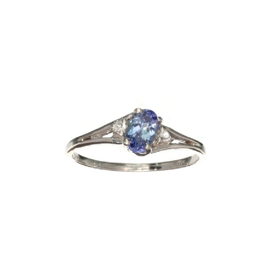 0.25CT Tanzanite And Topaz Sterling Silver Ring