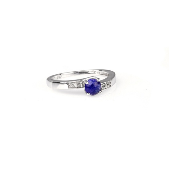 0.25CT Round Cut Cabochon Tanzanite And Sterling Silver Ring