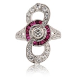 0.28ct Diamond and 0.82ct Ruby Platinum Ring (1.13ctw Diamonds) (Vault_RR02)