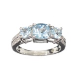 1.82CT Topaz And White Sapphire Sterling Silver Ring