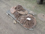 Pallet w/ 2 Wheel Wts & Tractor Chains SN: None