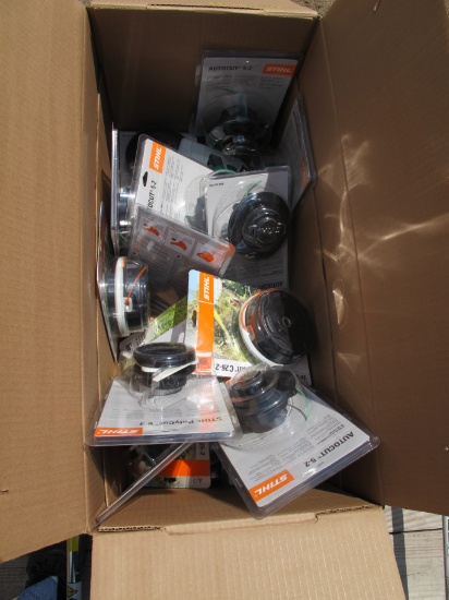 one large box of Stihl polycut/autocut trimmer cutter heads & spools of trimmer line
