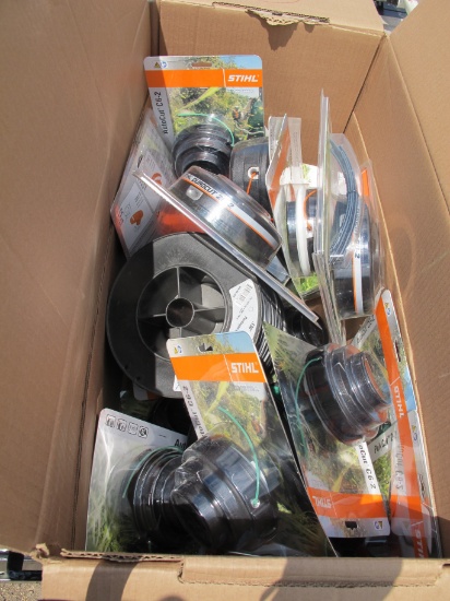 One large box of Stihl durocut/autocut timmer cutter heads & spools of trimmer line