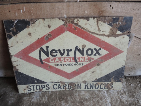 Nevr Nox Gasolene Double Sided Sign