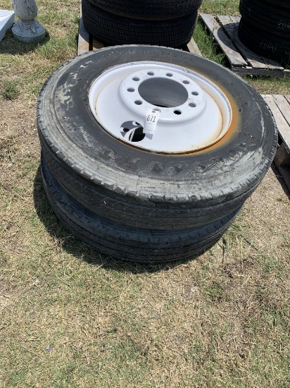 2- 11R 24.5 Semi Wheels & tires