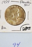 1954 Franklin Half Dollar B. U.