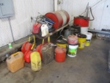 Assorted Grease Guns, Fuel Cans, Oil Cans