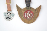 2- REO Automobile Enamel Metal Watch Fobs