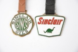 SInclair Sinco OIls & Sinclair w/Dino enamel watch fobs