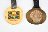 Lot of 2- Shell Gasoline & Texhome Gasoline Company Watch Fobs