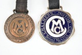 Lot of 2- Chalmers Motor Co. Enamel Metal Watch Fob