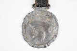 Illinois Firemans Ass'n Joliet Jan. 1918 Compliments of NJ Car Spring & Rubber Co. Metal Watch Fob