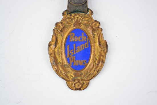 Rock Island Plow Company Enamel Metal Watch Fob
