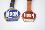 Lot of 2- Moon Motor Car Company Enamel Metal Watch Fobs