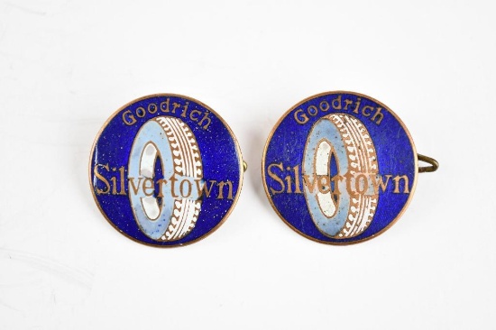 2-Goodrich Silvertown w/tire logo Enamel Metal Pin-Back Buttons