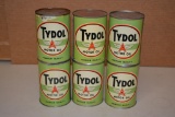 6-Tydol Motor Oil Green Quart Cans