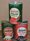 3-Sinclair Motor Oil Quart Cans