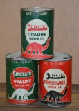 3-Sinclair Motor Oil Quart Cans