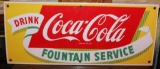 Coca-Cola fountain Service Porcelain Sign (yellow)