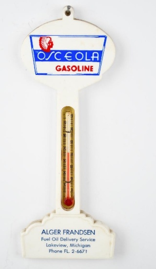 Osceola Gasoline w/logo Plastic Pole Thermometer