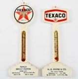 2-Texaco Plastic Pole Thermometers