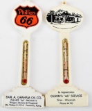 2-Phillips 66 Plastic Pole Thermometers