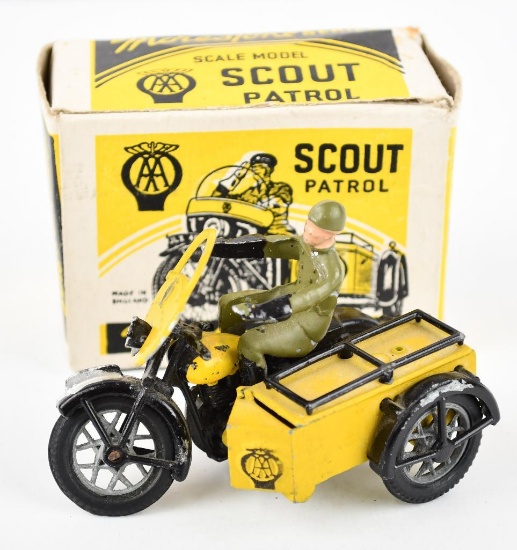 Morestone Scout Partol Motorcycle w/Rider & Sidecar Diecut Toy NIB