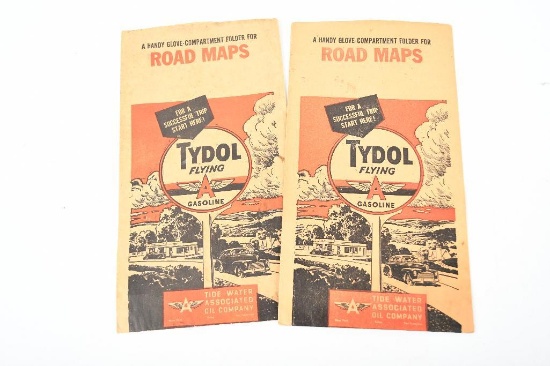 2-Tydol Flying A Gasoline Paper Map Holders