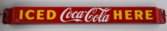 Coca-Cola Iced Here Porcelain Door Push Sign