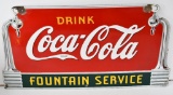 Drink Coca-Cola Fountain Service w/Spigots Porcelain Sign