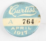 1917 Curtiss (Aeroplane) Celluliod Pin-Back Button