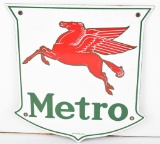 (Mobil) Metro w/Pegasus Porcelain Sign