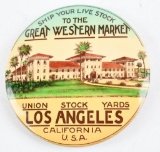 Great Western Market Union Stock Yards Los Angeles Paperweight/Mirror