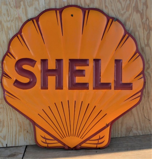 Shell Embossed Neon Porcelain Sign