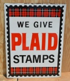 We Give Plaid Stamps Metal Sign