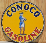 Conoco Gasoline w/soldier Porcelain Sign