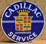 Cadillac Service w/crest Logo Porcelain Sign (TAC)