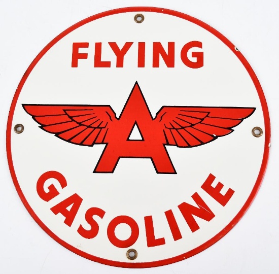 Flying A Gasoline Porcelain Sign (TAC)