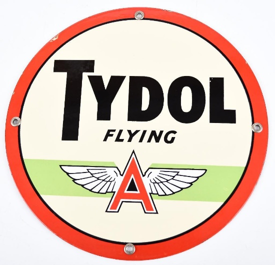 Tydol w/Flying A Logo (green strip) Porcelain Sign (TAC)