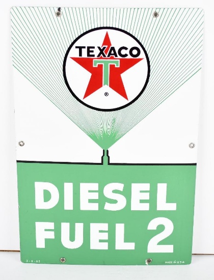 Texaco (white) Diesel Fuel 2 (green) Porcelain SIgn (TAC)