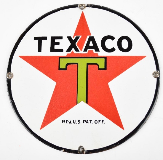 Texaco (black-T) Star Logo (small) Porcelain Sign (TAC)