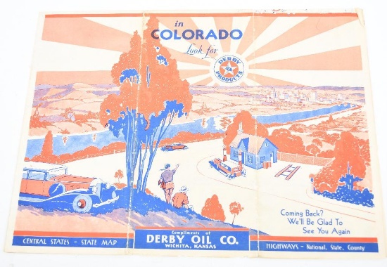 1932 Derby Products Road Map of Colorado