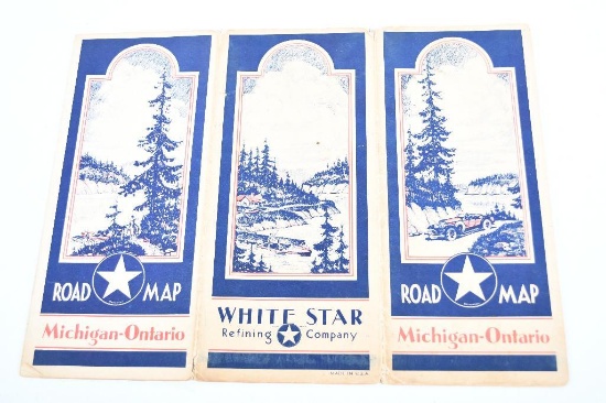 Circa 1930 White Star Refining Co. Road Map of Michigan & Ontario