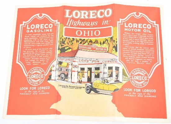 1929 Loreco Oil Company Road Map of Ohio