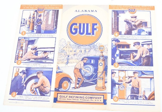 1933 Gulf Gasoline Road Map of Alabama