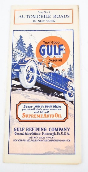Circa 1930 Gulf Gasoline Road Map #3 New York