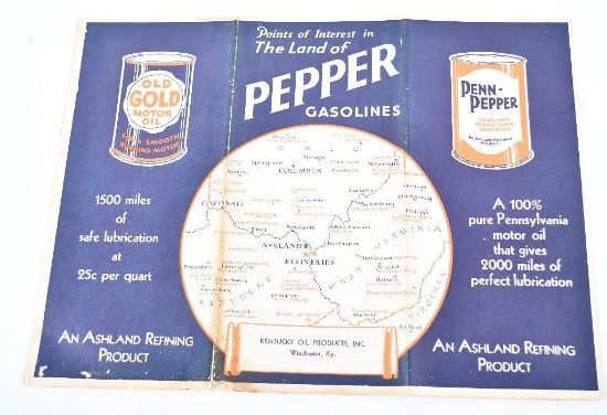 1936 Ashland Pepper Gasoline Road Map