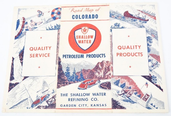 Circa 1950 Shallow Water Refining Co. Road Map Colorado